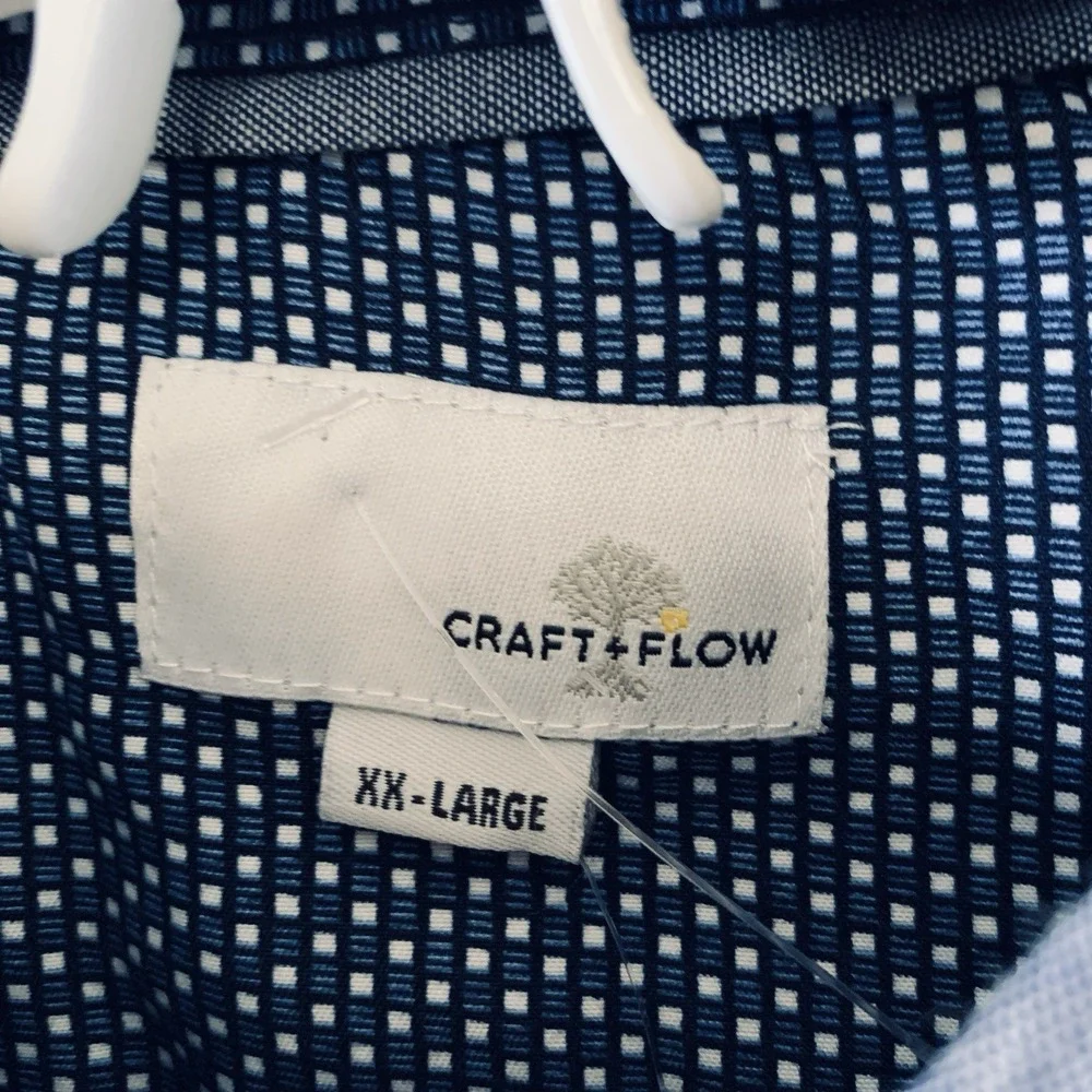 NWT Craft + Flow Good Life Polo Men's XXL Navy New Contrast Collar Short Sleeve